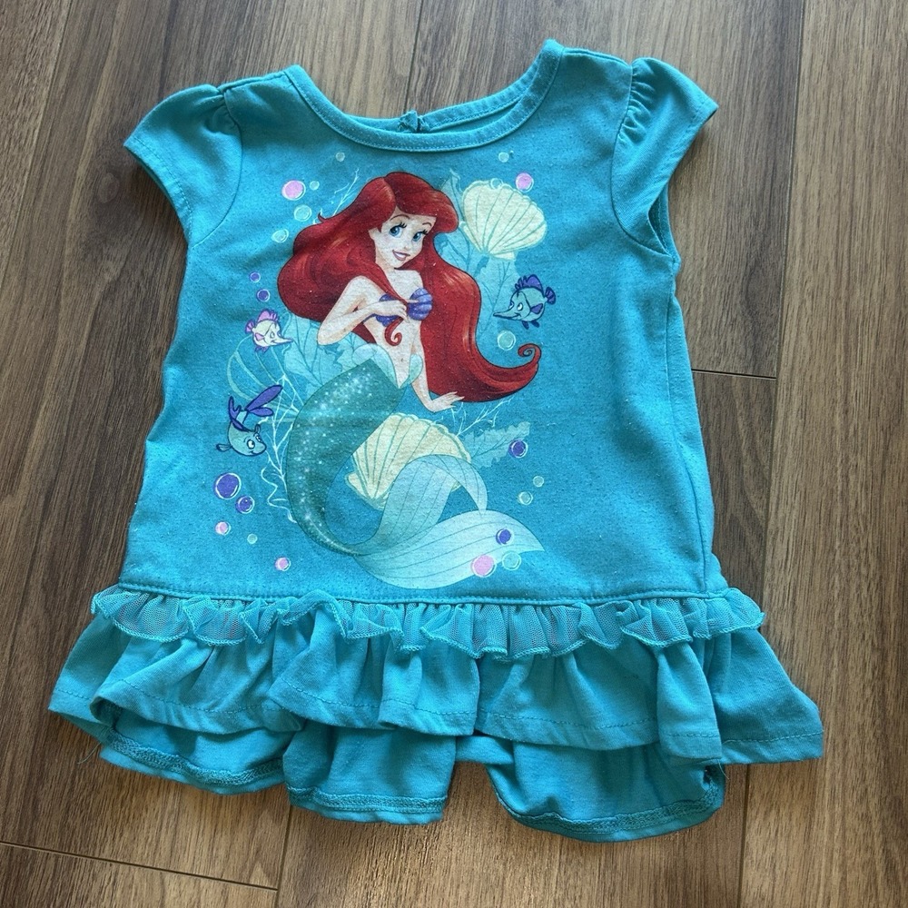 Disney Store The Little Mermaid Girls T-shirt Pajama Shirt size 2‎ Ariel Disney